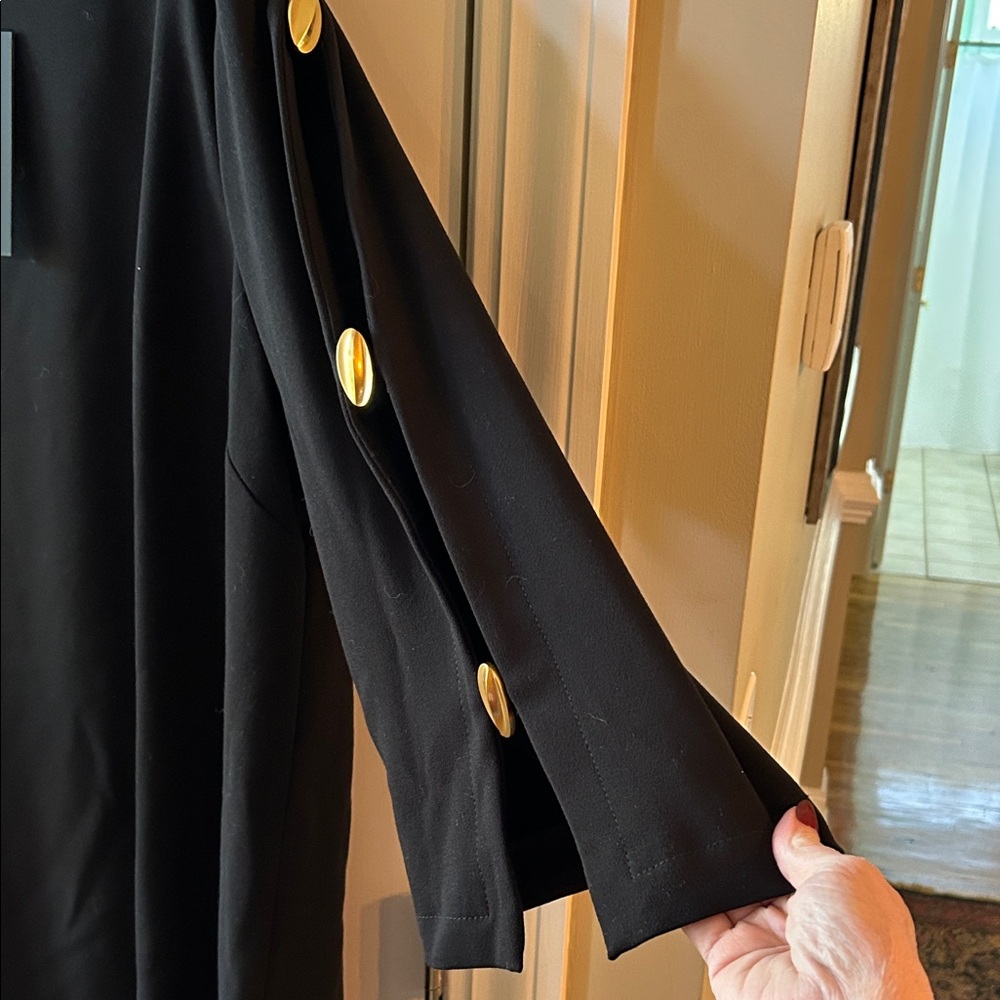 Black Shift Dress with Gold Button Detail - Picture 3 of 4